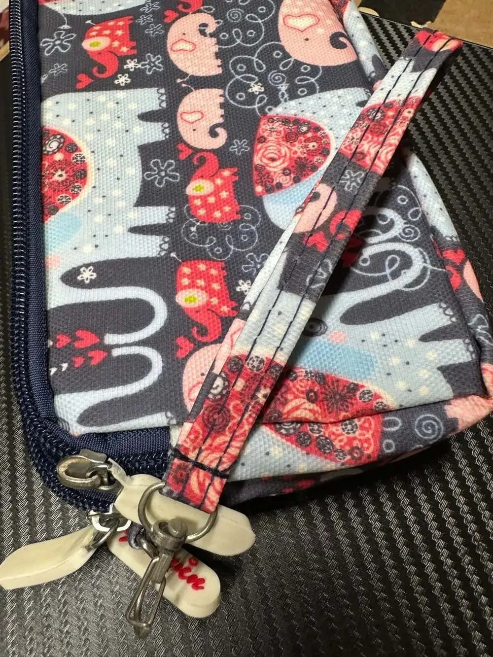 Yoowen Elephant Print Multi-Compartment Zippered Organizer Pouch